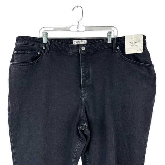 NWT Abercrombie and Fitch Black High Rise Button Fly Dad Jeans Plus Size 22 24 - Picture 2 of 14